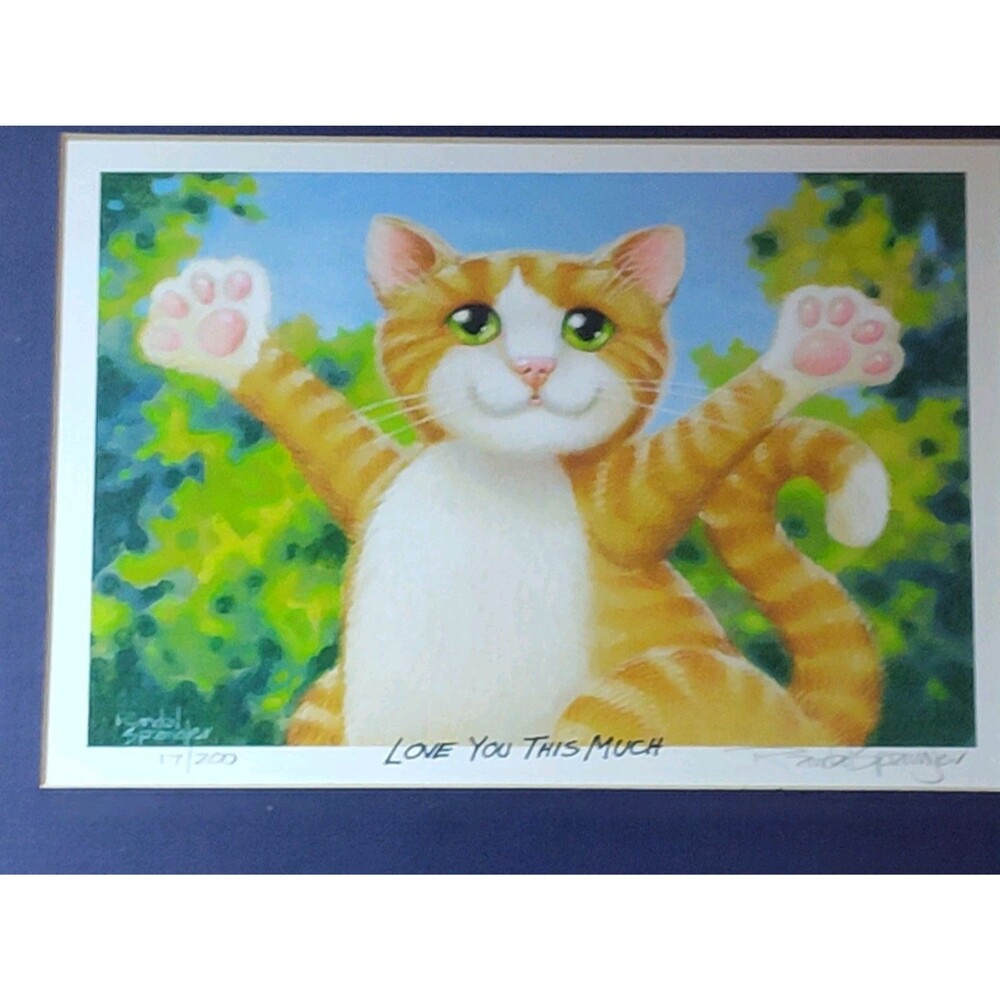 Randal Spangler "Love You This Much" Signed 17/200 Orange Tabby Cat Reproduction